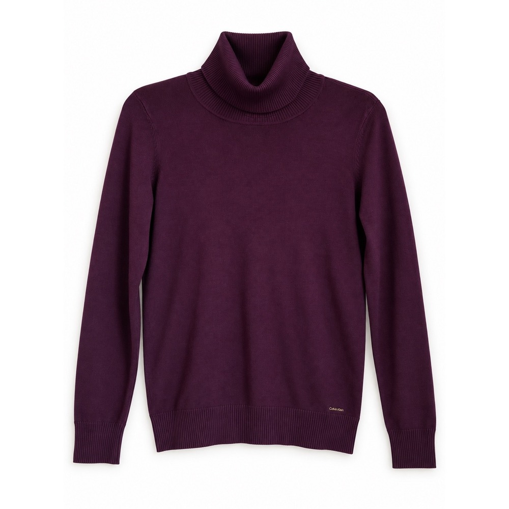 Calvin Klein Purple Plum Turtleneck Sweater Size Small Minimalist Classic Preppy